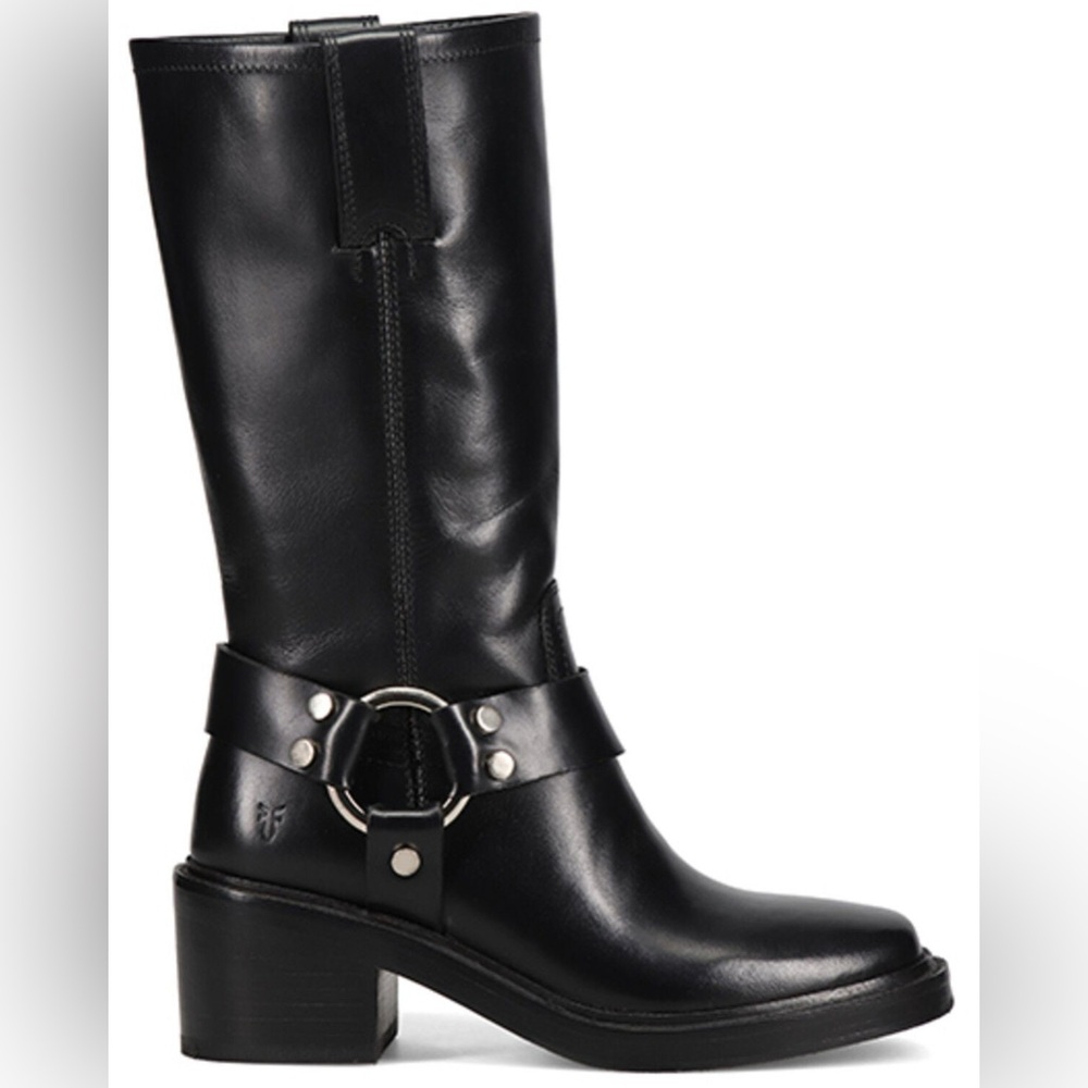 NWT NIB Frye Kate Harness Leather Boots Black Size 8 - Picture 2 of 11